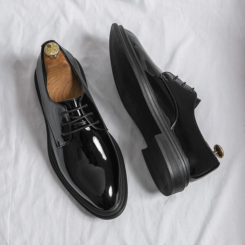 Glossy Pointed Business Leather Shoes Men's British Fashion