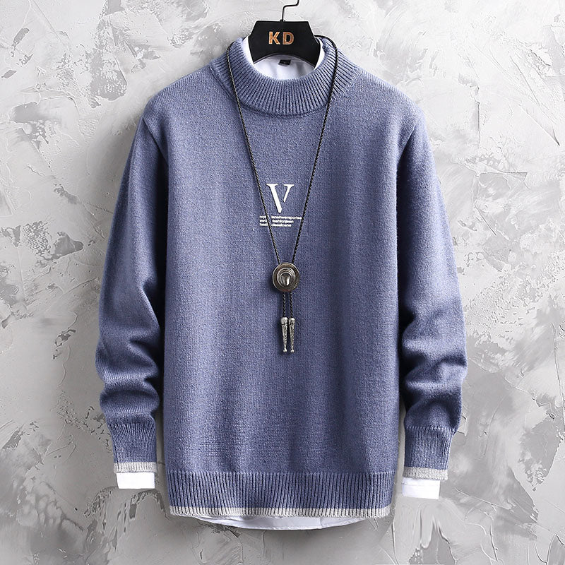 Half Turtleneck Sweater Men's Loose Long Sleeve Sweater