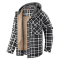 Men's Long-sleeved Fleece-lined Hooded Plaid Shirt Autumn Winter Coat Cotton-padded Jacket