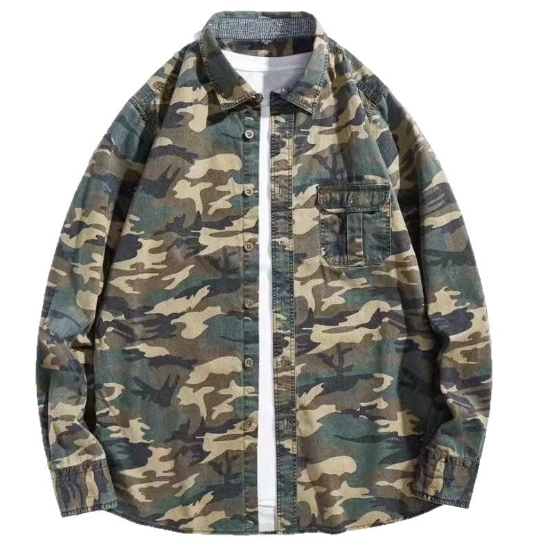 Retro Loose Shirt Men's Casual Handsome Camouflage Long Sleeve Jacket