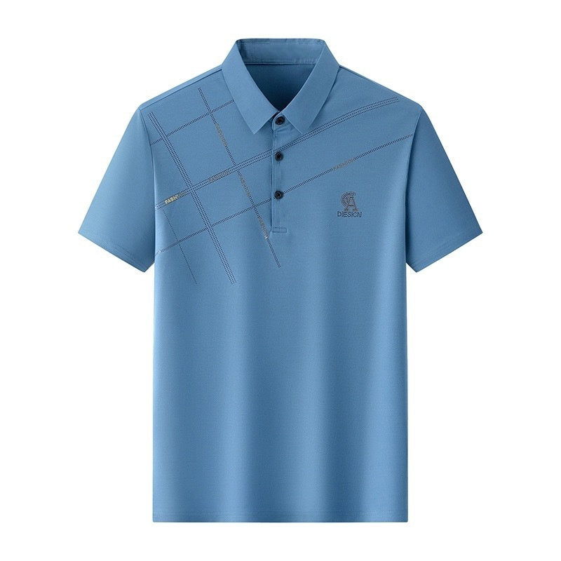 Business Casual Lapels T-shirt Middle-aged Men's Thin