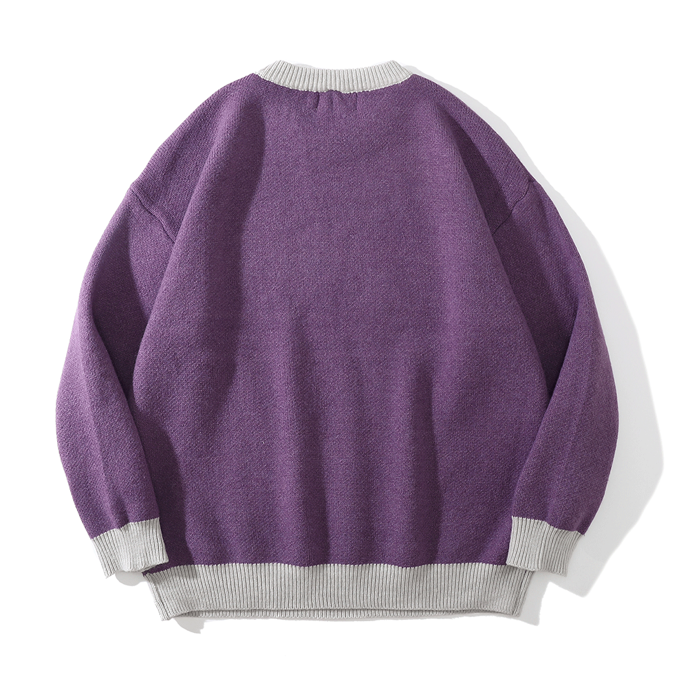 Character Jacquard Sweater Men's High Street Fashion Brand