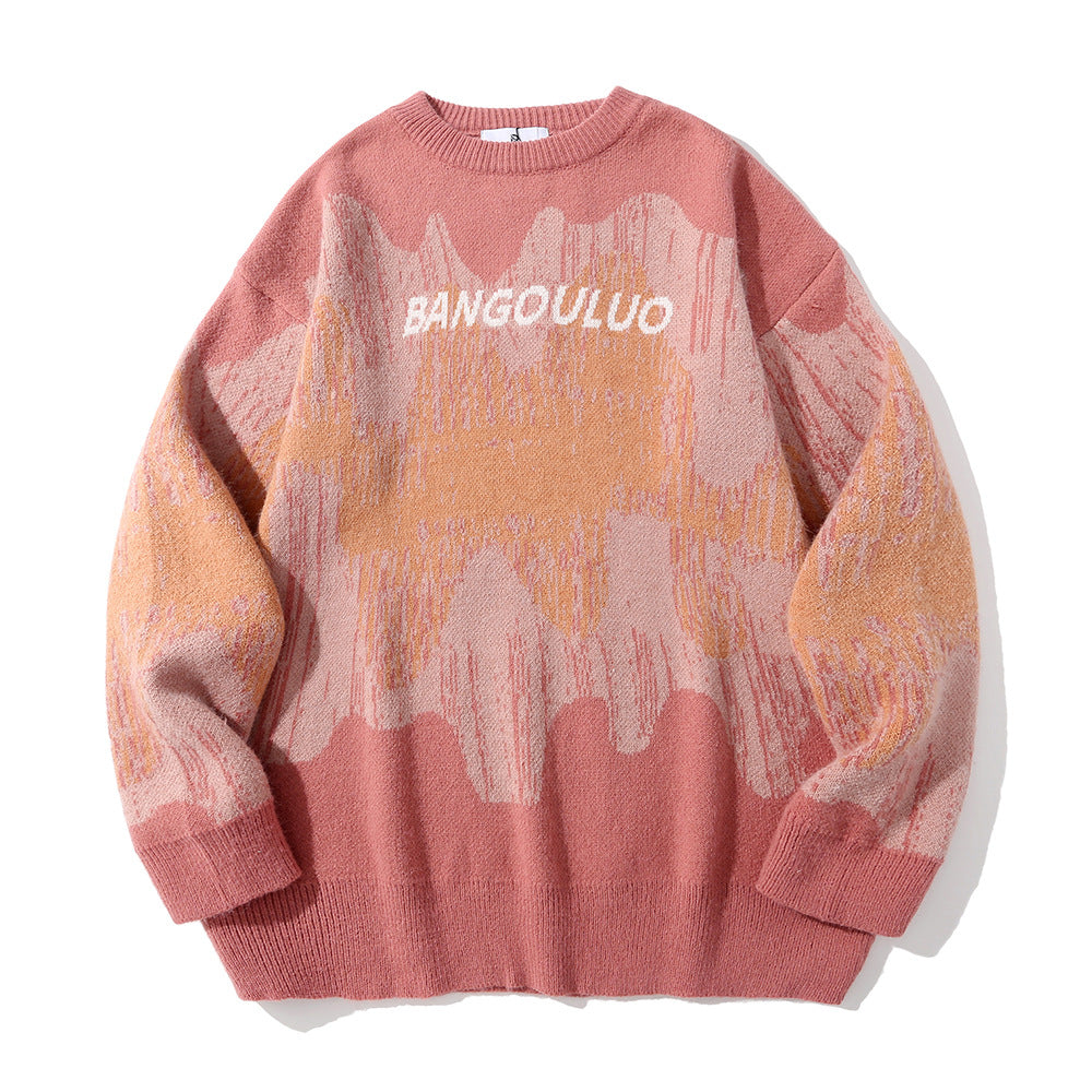Street Fashion Retro Casual Long Sleeve Pullover Sweater