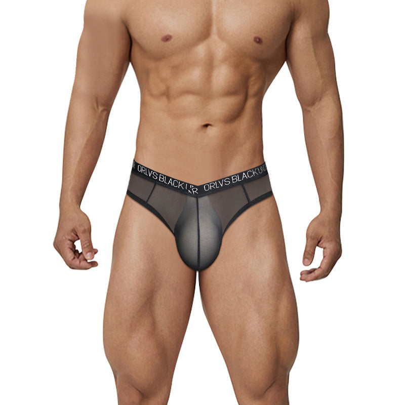 New Men's V-shaped Low Waist Transparent Thin Briefs