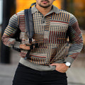 New Long Sleeve 3D Stripe Lapel Comfortable Casual Men's Fashion Polo Shirt