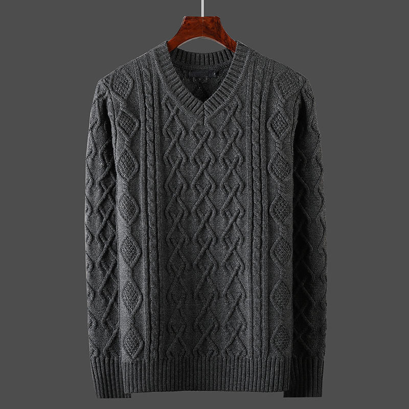 Warm Thick Line Bottoming Pullover Long Sleeved Sweetheart Neck Sweater