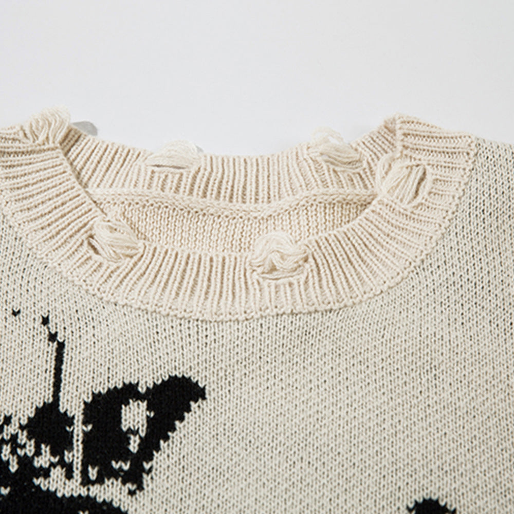 Butterfly Splash-ink Round Neck Sweater Men Idle Style