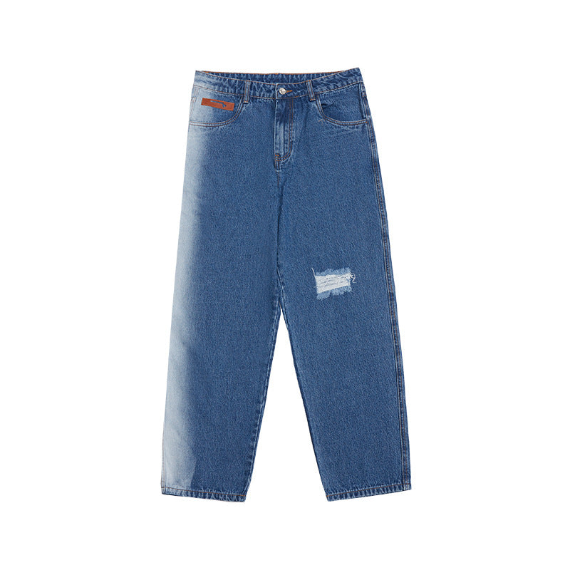 Men's Loose Hole Pocket Jeans