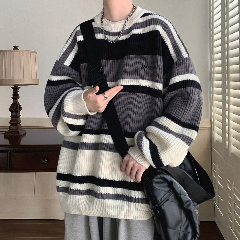 Striped Contrast Color Sweater Boys