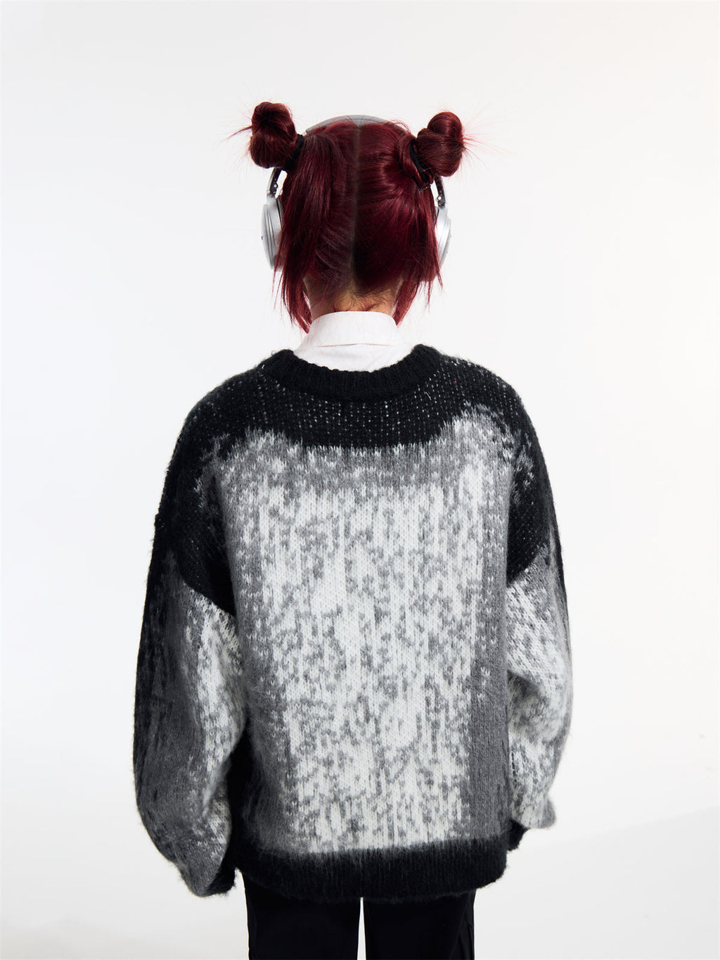 Gradient Design Super Warm Sweater Round Neck Loose Top