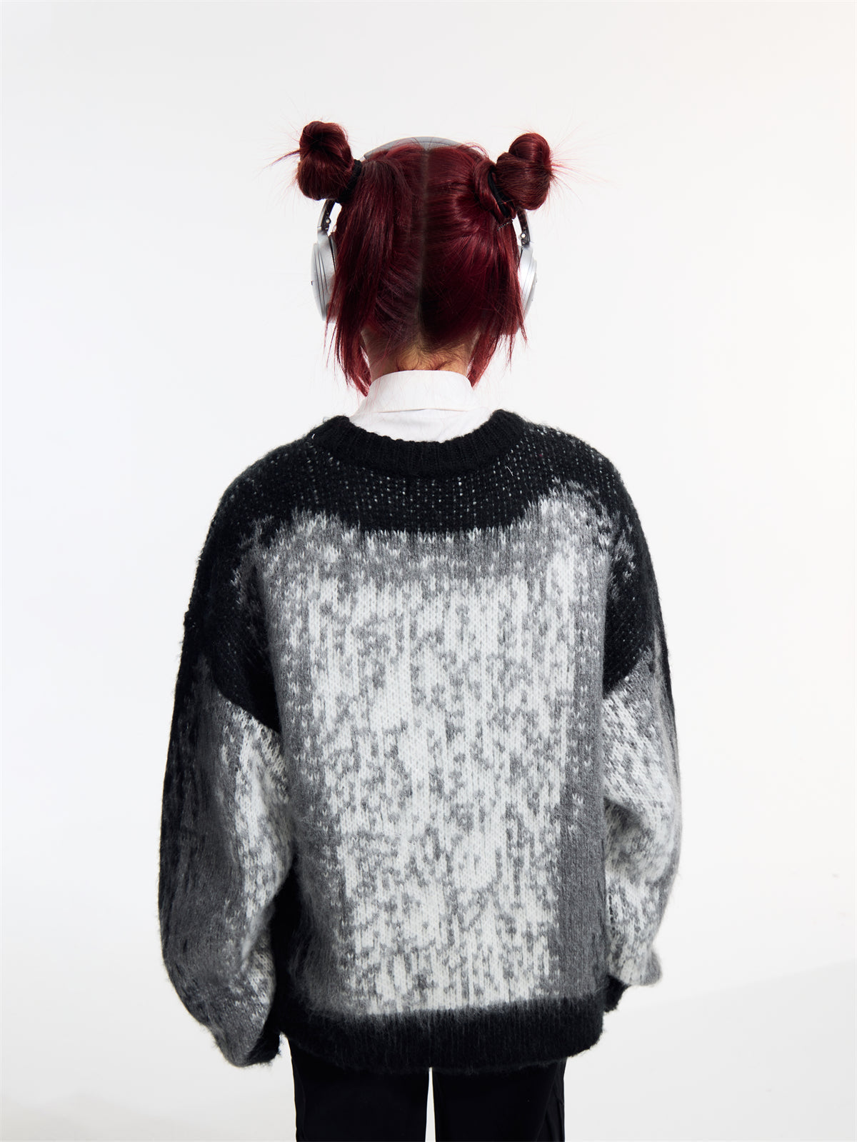 Gradient Design Super Warm Sweater Round Neck Loose Top