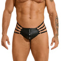 Men's Rivet Imitation Leather T-back Low Waist Sexy
