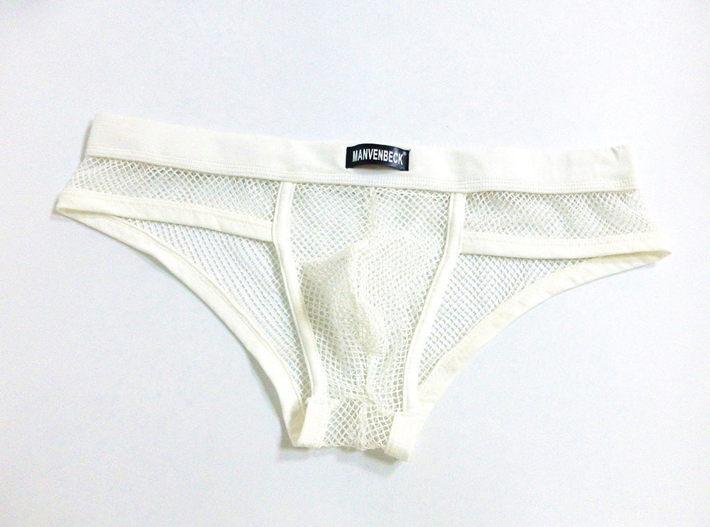 Men's Underwear Transparent Mesh Briefs Low Waist Convex Design Underwear Men