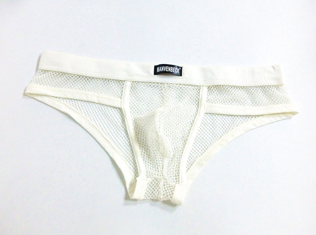 Men's Underwear Transparent Mesh Briefs Low Waist Convex Design Underwear Men