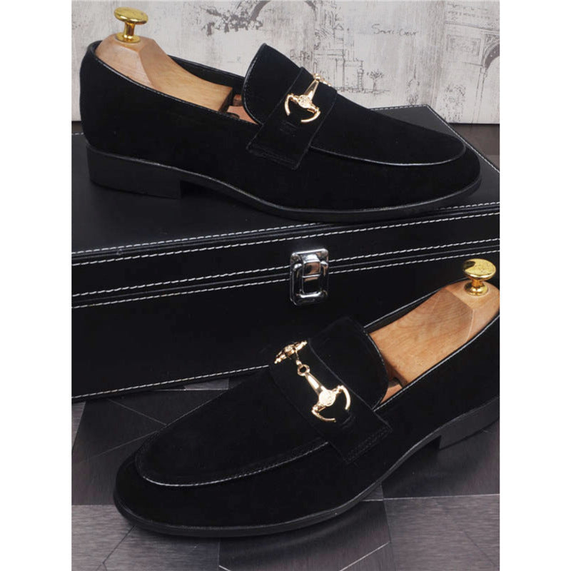 Men's Breathable Genuine Leather Slip-on Trendy Beanie Shoes Light Luxury Suede Leather Lazy Shoes