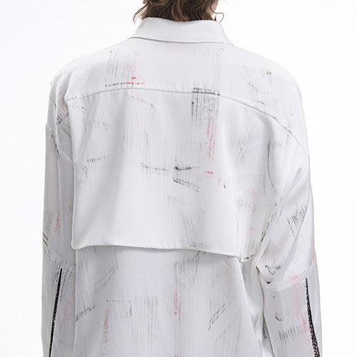 Hollow Out Satin Long Sleeve Shirt Men's Spring