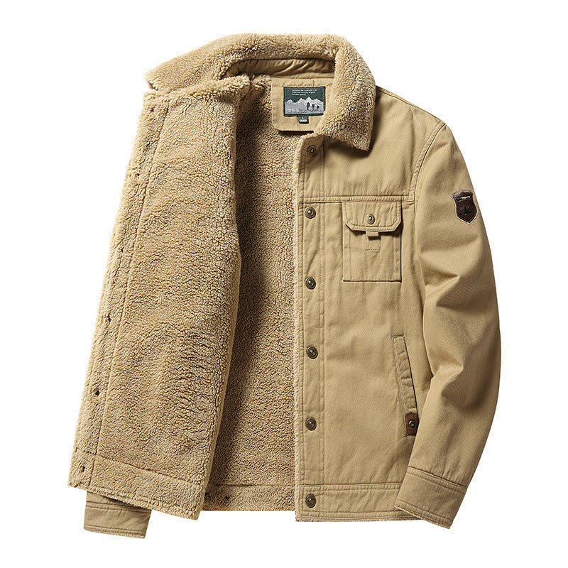 Fleece-lined Thickened Casual Fashion Polo Collar Men's Jacket