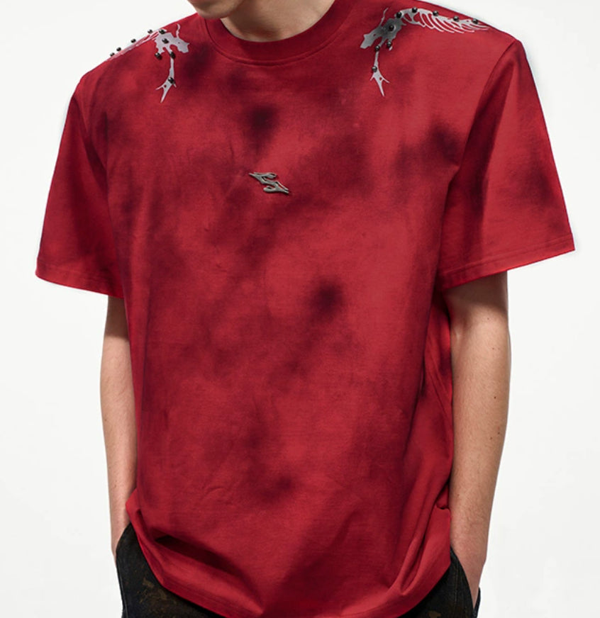 Rivet Backbone Spirit Snake Padded Shoulder Short Sleeve