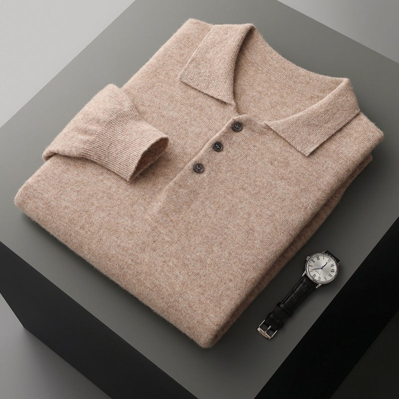 Cashmere Sweater Men's Lapel Pullover T-shirt