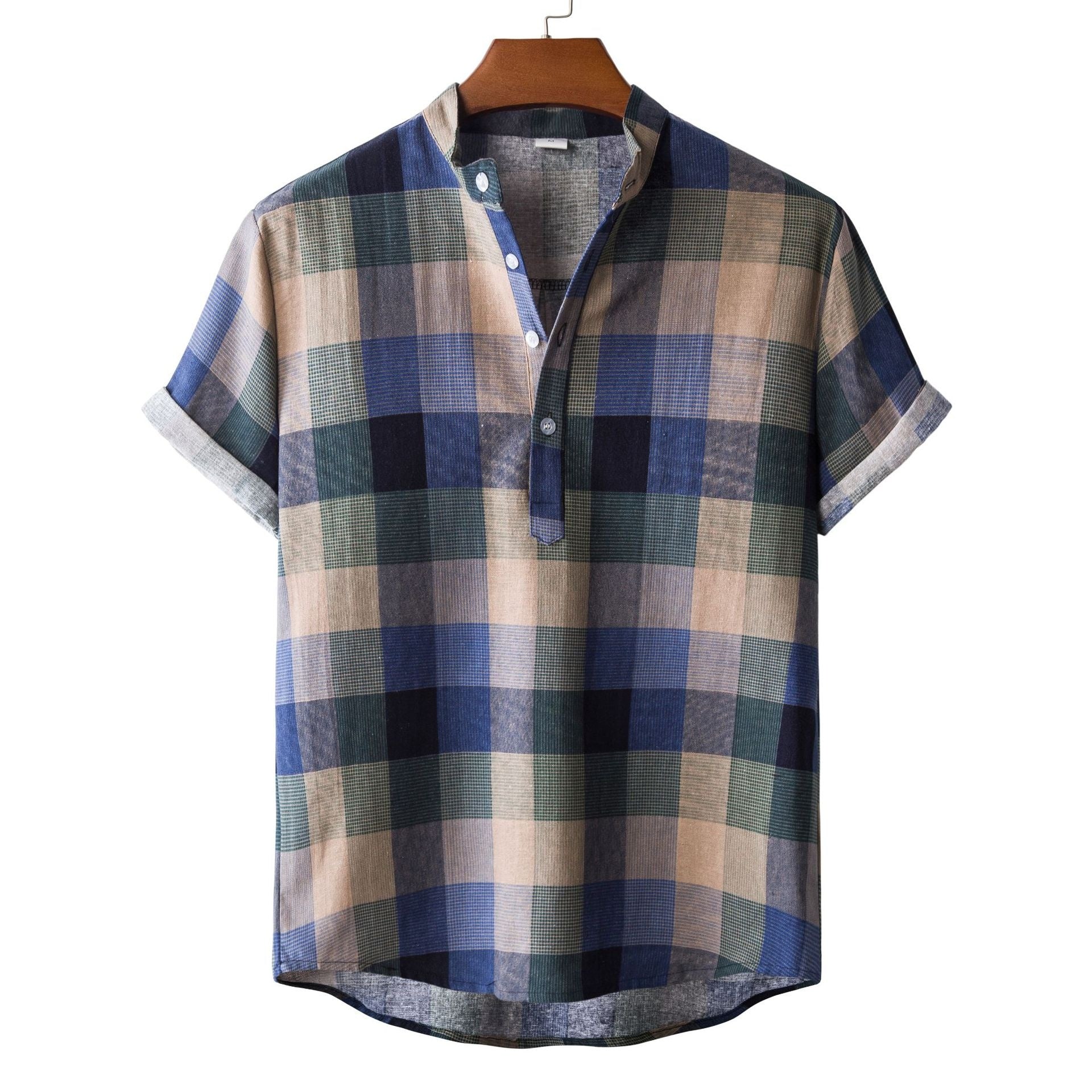 Lapel Cotton Slim-fit Printed Bamboo Shirt