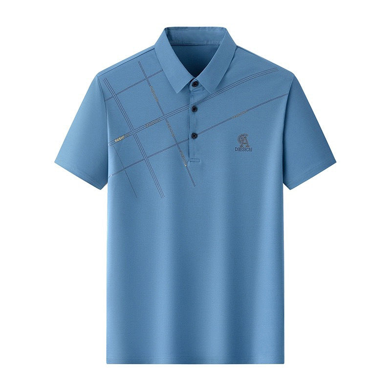 Business Casual Lapels T-shirt Middle-aged Men's Thin