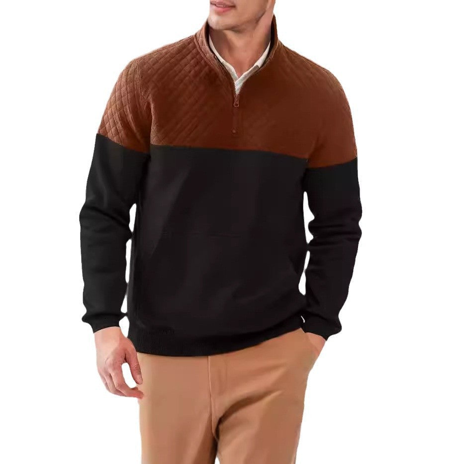 Men's Casual Color-blocked Long-sleeve Hoodie
