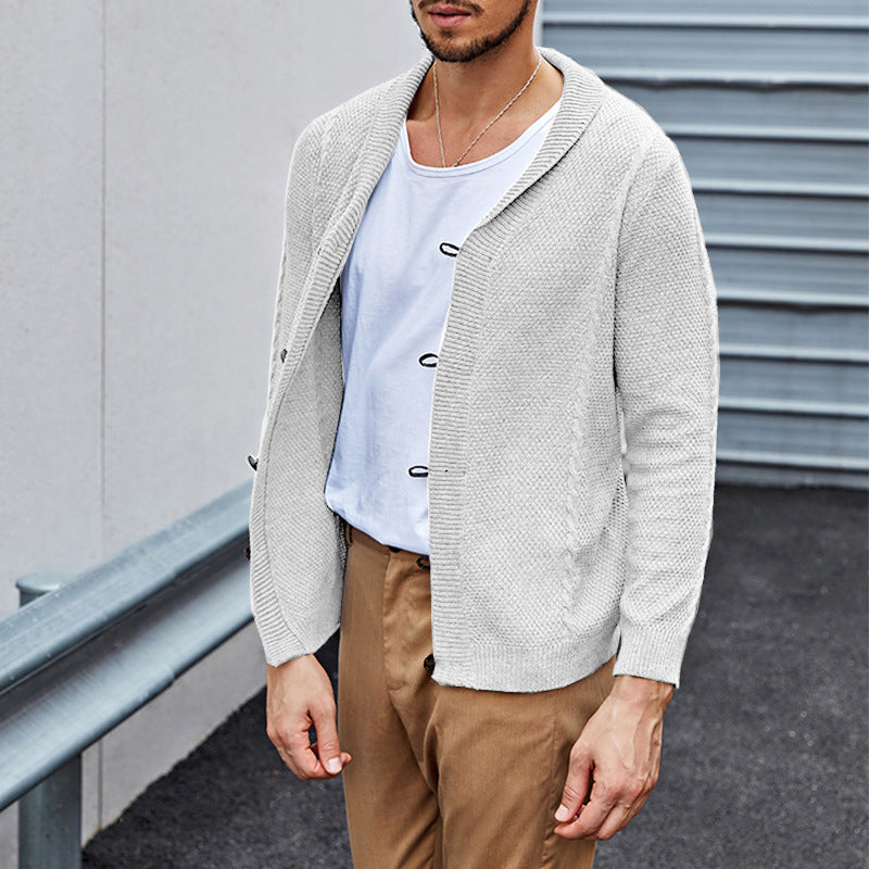 Sweater Men's Solid Color Slim Cardigan Buttoned Sweater