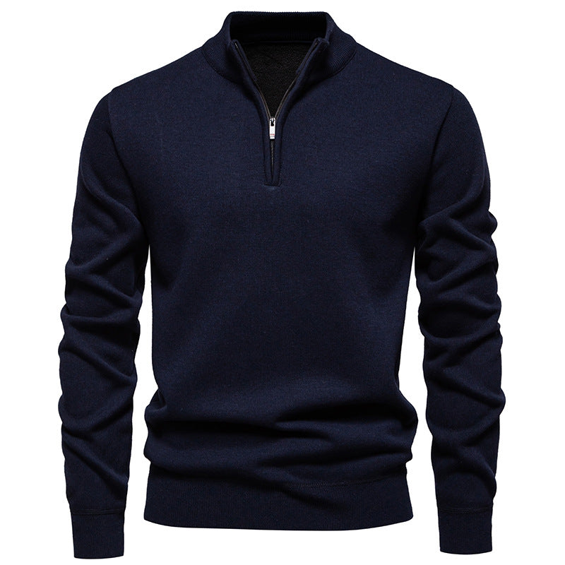 Casual Men's Solid Color Half-zip Sweater