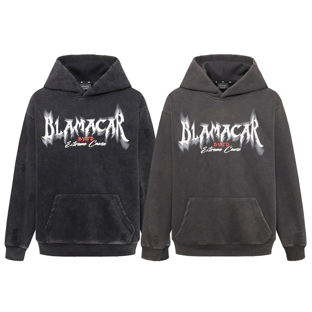 Retro Heavy Washed Hoodie Printed Hoodie