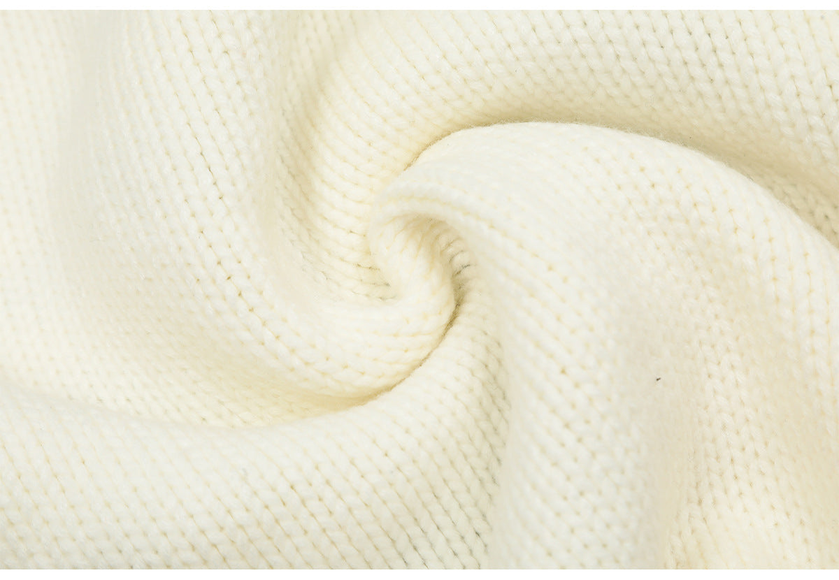 Short Long Sleeve Loose-fitting Pullover Round-neck Knitted Sweater