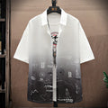 Summer Thin Ice Silk Shirt Loose Collar T-shirt Fattening Type Fat Man