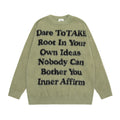 English Letter Crew Neck Velvet Padded Sweater