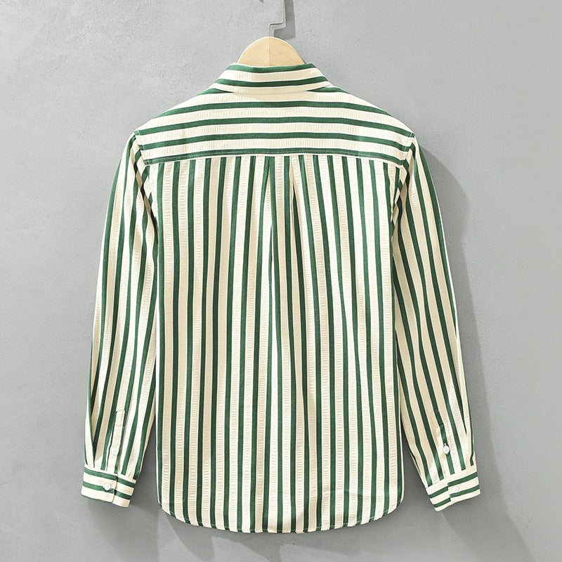 Vertical Striped Long-sleeved Shirt Loose