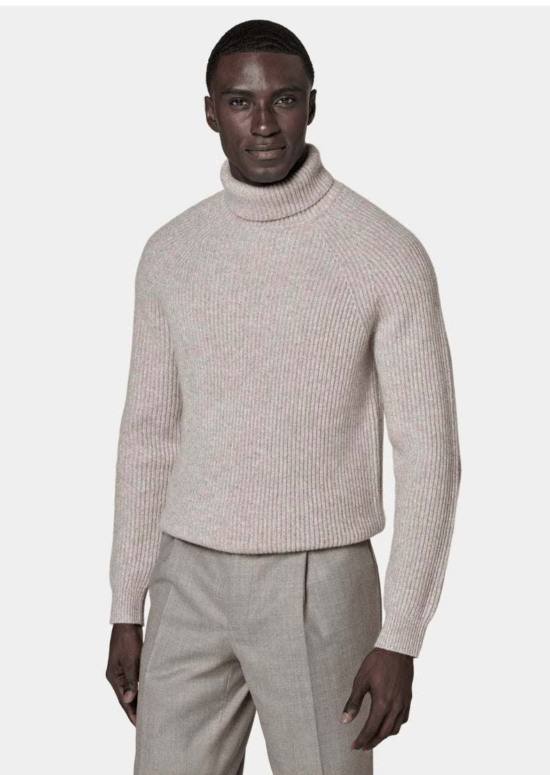 Cashmere Men's High-neck Knitted Sweater Fashionable Pullover