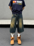 Niche High-grade Washed Distressed Cropped Jeans For Men