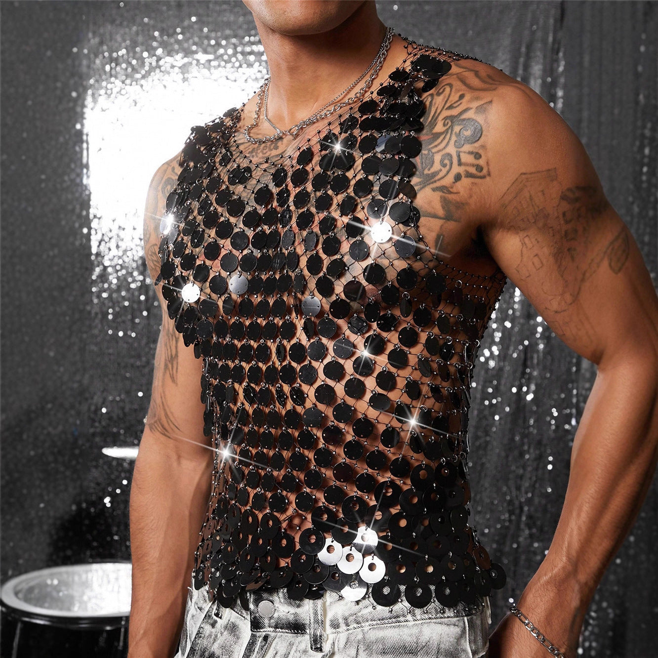 European And American Men's Hollow Vest Top