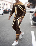 3d Digital Printing Crew Neck Sweater Sports Trousers Suit
