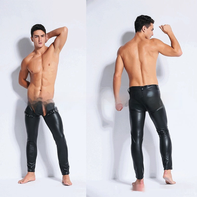 Fashion Personality Leather Men's Tight Trousers