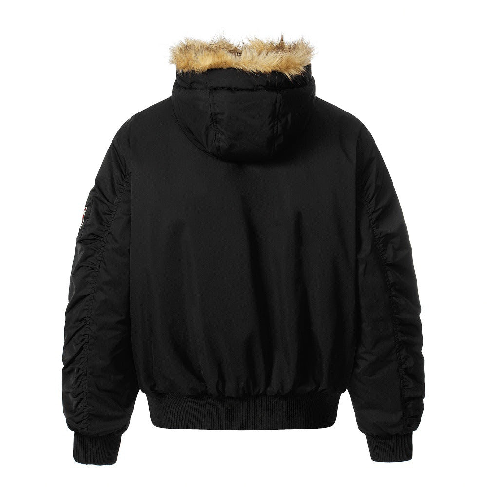 Design Heavy Industry Pleated Sleeves Workwear Cotton-padded Coat