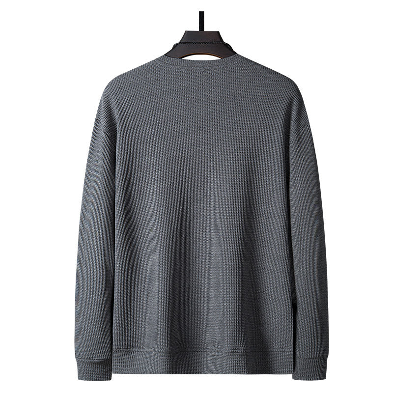 Waffle Men's Sweater Plus Size Loose Round Neck