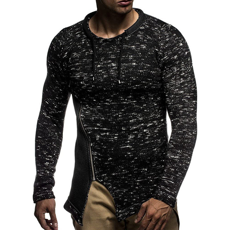 Sweater Men's Casual Stitching Zipper Knitted Top