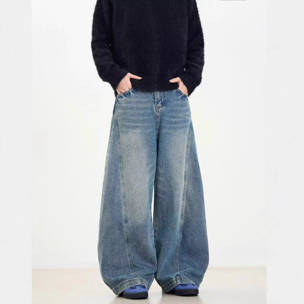 American Retro Washed Distressed Machete Design Jeans