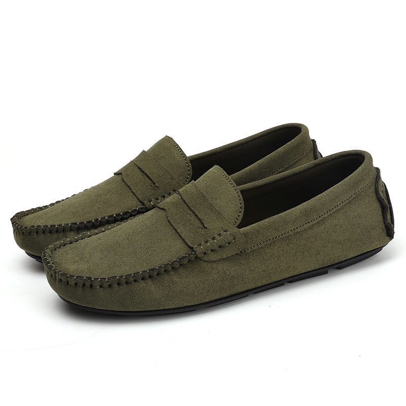 Hand-stitched Men's Beanie Shoes Velvet Leather Handmade
