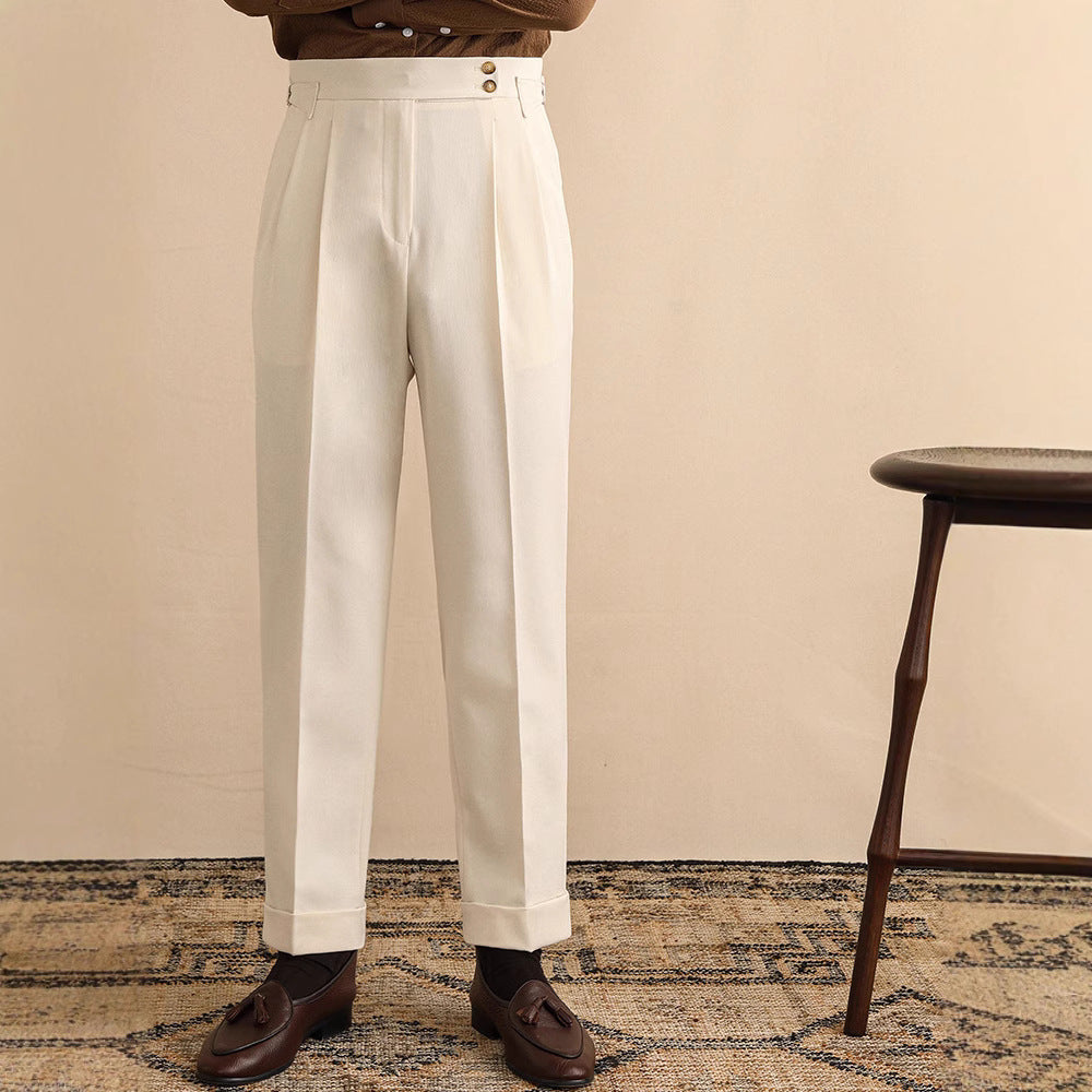 High Waist Straight Trousers Men's Business