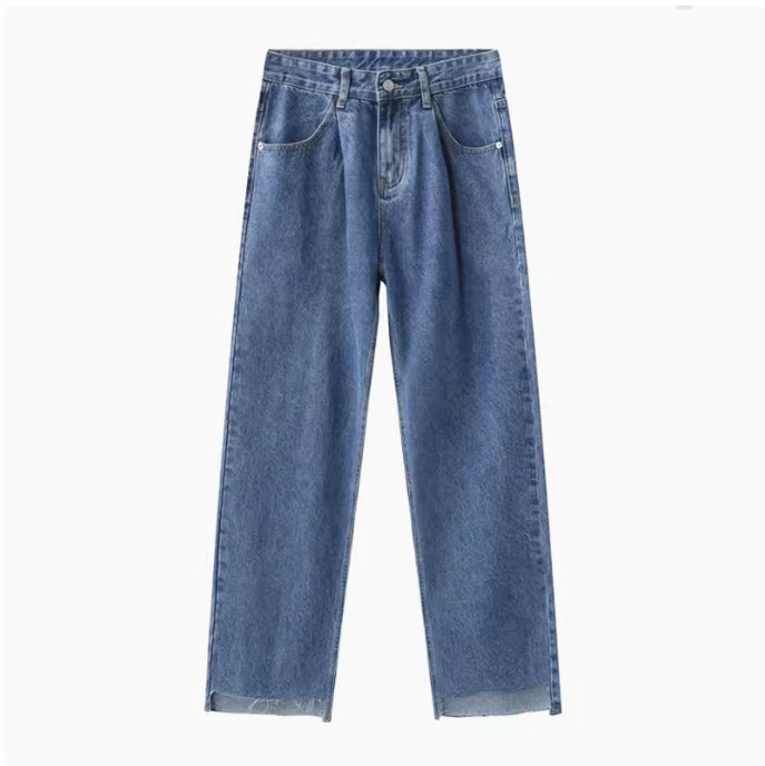 Retro Casual Irregular Slit Simple Jeans
