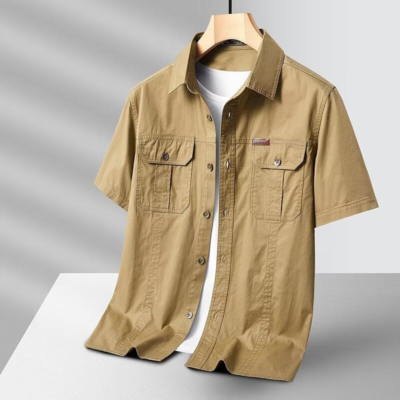 Solid Color Short Sleeve Men's Workwear Shirt