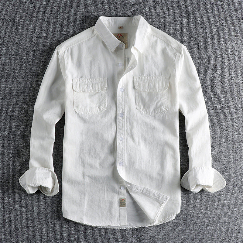 British Retro Simple Solid Color Long Sleeve Shirt