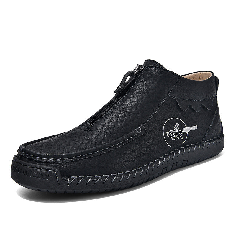 Slip-on Men's Leather Shoes Low-top Plus Size Loafers