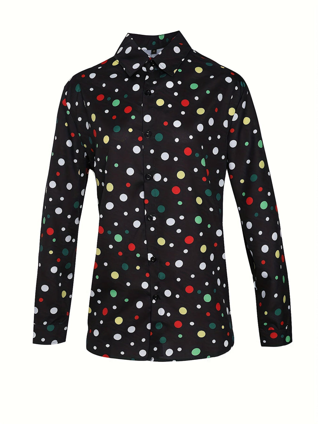A Casual And Versatile Long-sleeved Shirt With Polka Dot Prints For Teenagers And Men