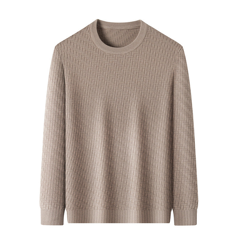 Middle-aged Crew Neck Casual Knitted Bottoming Shirt Loose Trendy Top